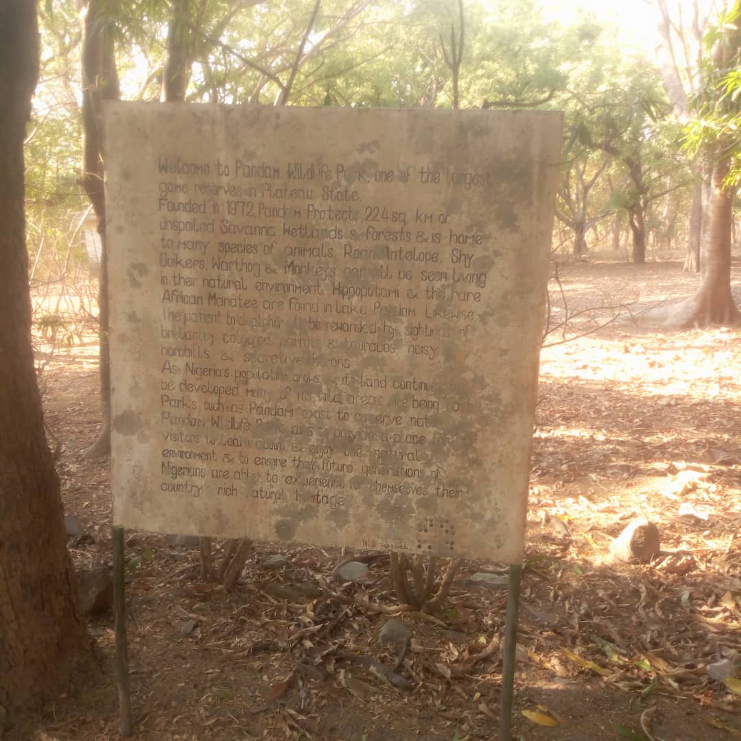 A Signboard in Pandam Wildlife Park, giving out a little biography about the park and how it was founded.